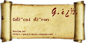 Gácsi Áron névjegykártya